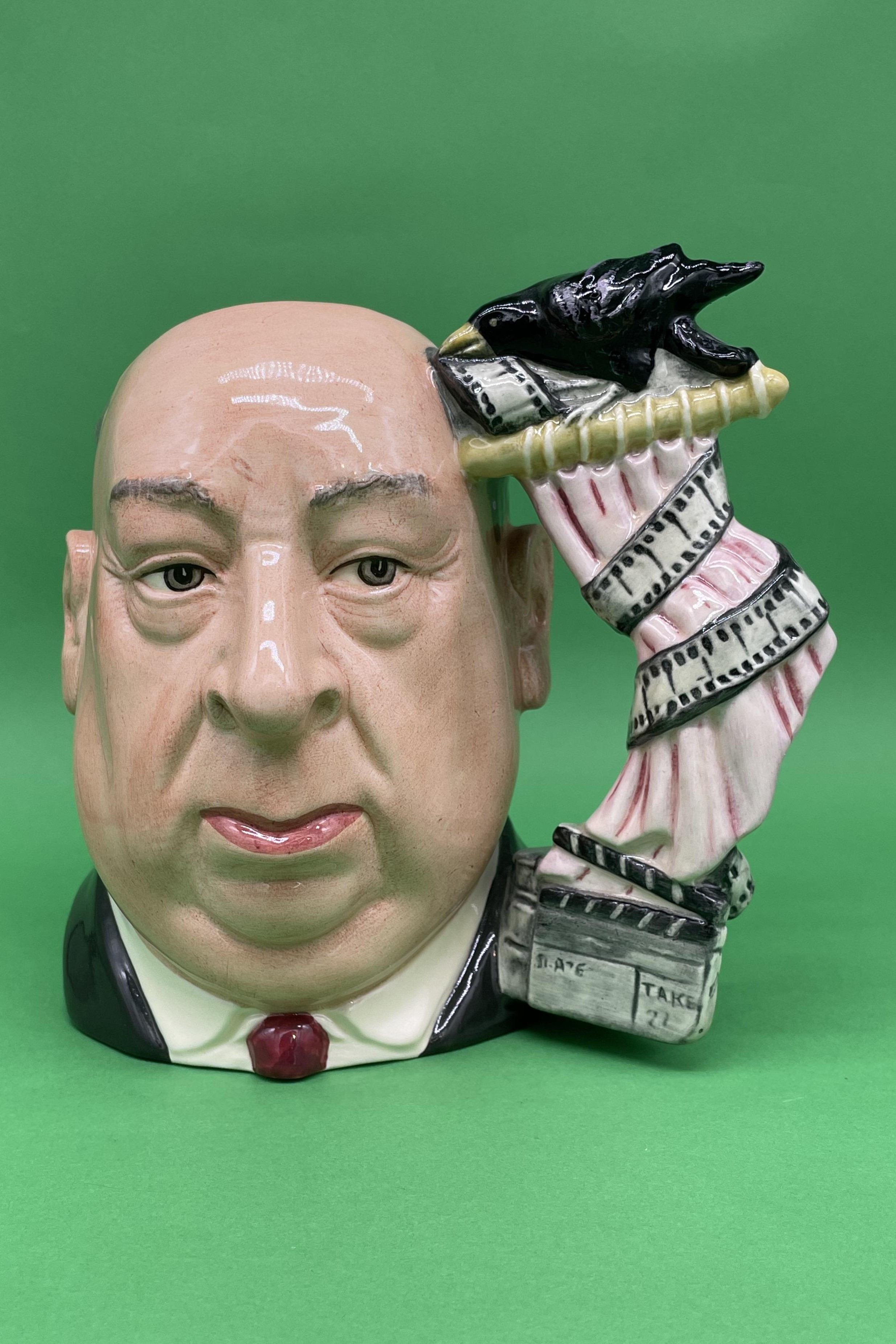 Alfred Hitchcock character jug pink curtain colorway Royal Doulton 1995